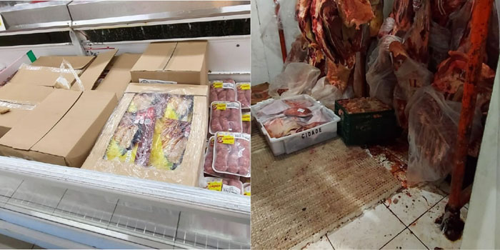 Carnes em más condições de conservação foram encontradas no supermercado. (Foto: Divulgação)