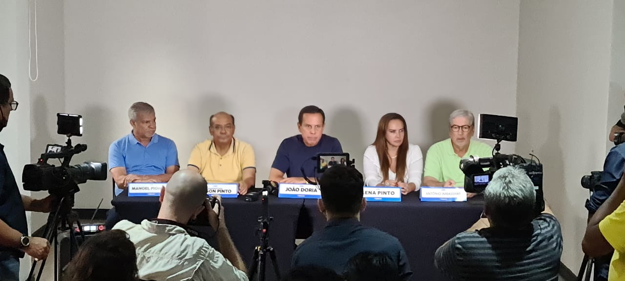 João Doria e representantes do PSDB-PA durante coletiva de imprensa. (Foto: Eduardo Gaspar)