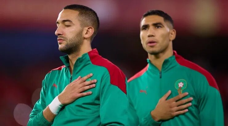 Ziyech (de olhos fechados) e Hakimi são os principais jogadores de Marrocos para a Copa do Mundo. (Foto: Getty Images)